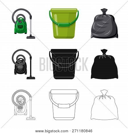 Vector Design Of Cleaning And Service Icon. Set Of Cleaning And Household Vector Icon For Stock.