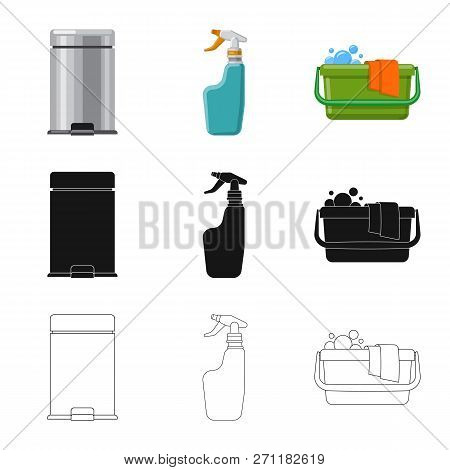 Vector Illustration Of Cleaning And Service Icon. Set Of Cleaning And Household Vector Icon For Stoc