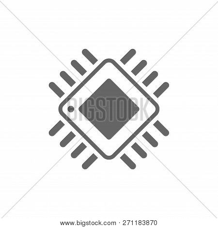 Computer Chip Chalk Icon. Processor. Memory Card. Central Processing Unit. Artificial Intelligence. 