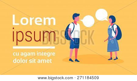 Girl Boy Chat Bubble Communication Concept Lady Guy Couple Talking Speech Friendship Cartoon Charact