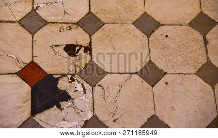 Old Tiles On The Floor With Patterns Old Vintade