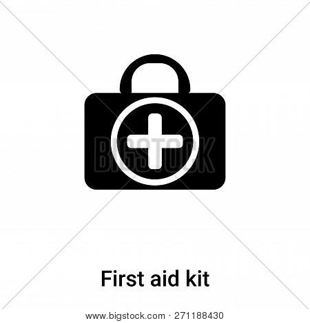 First Aid Kit Icon In Trendy Design Style. First Aid Kit Icon Isolated On White Background. First Ai