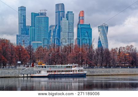 View Of The Office And Business Center Of Moscow City And Vorobyovy Gory Park With Luzhnetskaya Emba