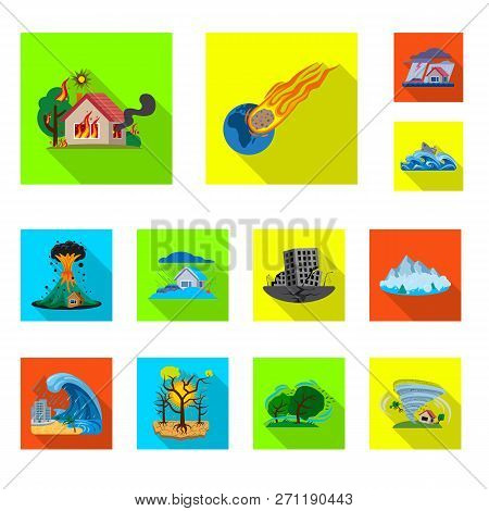 Isolated Object Of Natural And Disaster Symbol. Set Of Natural And Risk Stock Vector Illustration.