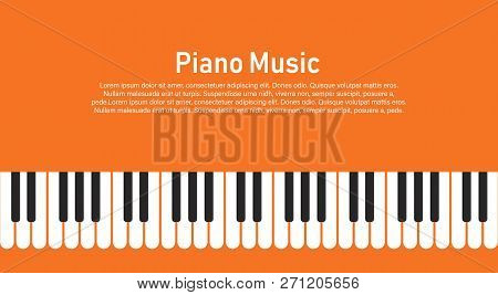 Grunge Black And White Piano Keyboard. Piano On An Orange Background  Stock Vector Illustration For 