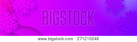 Purple Gradient Winter Banner With Snowflakes For Seasonal, Chri