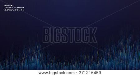 Abstract Of Panorama Futuristic Gradient Blue Orange Stipe Line Pattern Background, Vector Eps10