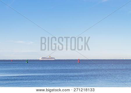 White Liner Sailing In The Gulf Of Finland