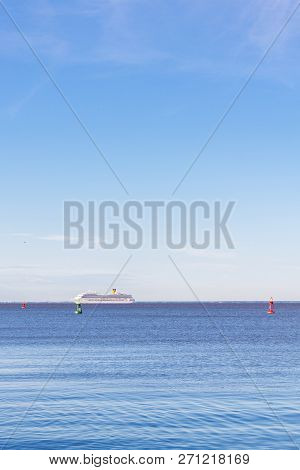 White Liner Sailing In The Gulf Of Finland
