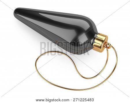 Long Black Glosy Christmas Ball Toy For Fir Tree. Isolated On White Background 3d Illustration.
