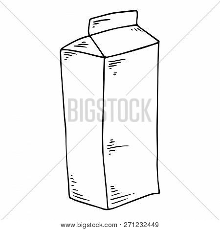 Packaging Of Milk Or Juice Hand Drawn. Vector Illustration Of A Pack Of Milk Or Juice. Milk Carton P