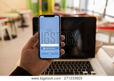 Tula, Russia - November 28, 2018 Vkontakte Application Icon On Apple Iphone X Screen Vk App Icon. Vk