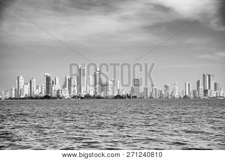 Cityscape of modern Cartagena, famous resort in Colombia, South America