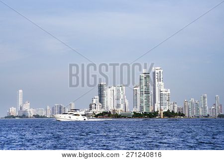 Cityscape of modern Cartagena, famous resort in Colombia, South America
