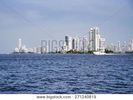 Cityscape of modern Cartagena, famous resort in Colombia, South America