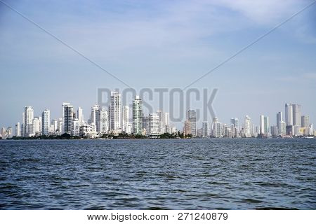 Cityscape of modern Cartagena, famous resort in Colombia, South America