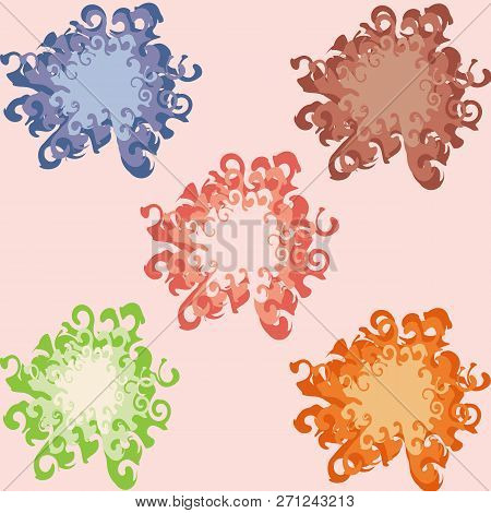 Flower Pattern Lilac Green Orange Pink Brown