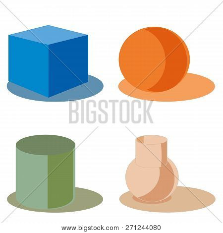 Colored Geometric Shapes Blue Orange Green Beige