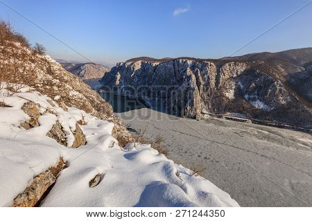 Landscape In The Danube Gorges. Cazanele Mari Seen From The Romanian Side