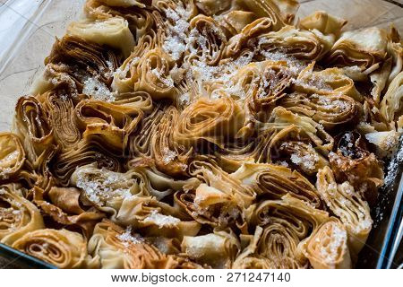 Turkish Food From Artvin Called Silor Dessert / Rolled And Fried Phyllo.