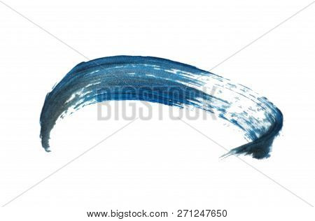 Oil Acrylic Paint Color Blue Dark Color. Hand-drawn Swabs And Splash