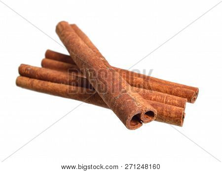 Dried Bark Of Cinnamomum Cassia, Called Chinese Cassia Or Chinese Cinnamon. Isolated On White Backgr