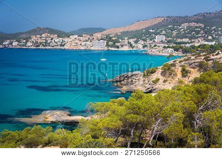 Peguera, Cala Fornells, Mallorca, Spain - July 24, 2013: View Of Peguera And Cala Fornells From The 