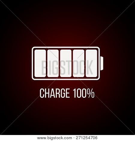 Fully Charged Battary Icon On Dark Background
