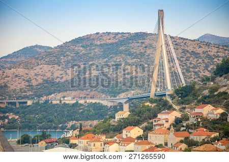 Dubrovnik, Croatia - 20.10.2018: The Franjo Tudjman Bridge In Dubrovnik In Croatia