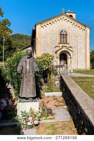 Arcumeggia, Varese, Italy - September 5, 2018: Sant Ambrogio Church In Painters Village Arcumeggia I