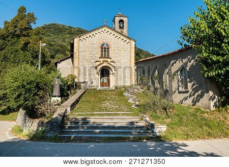 Arcumeggia, Varese, Italy - September 5, 2018: Sant Ambrogio Church In Painters Village Arcumeggia I