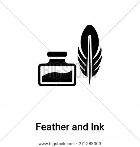 Feather And Ink Icon In Trendy Design Style. Feather And Ink Icon Isolated On White Background. Feat