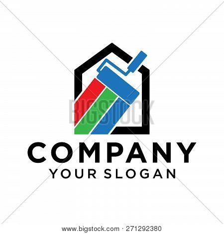 Colorful House Painting Service Vector Icon Logo Design Template