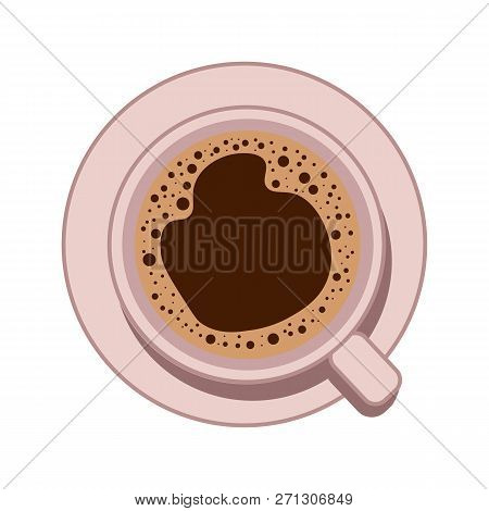 Coffee Cup Top View. Vector Flat Icon
