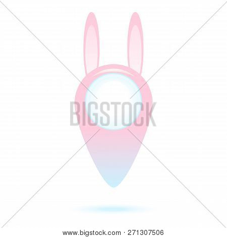 Bunny Cute Map Geo Pin. Vector Illustration