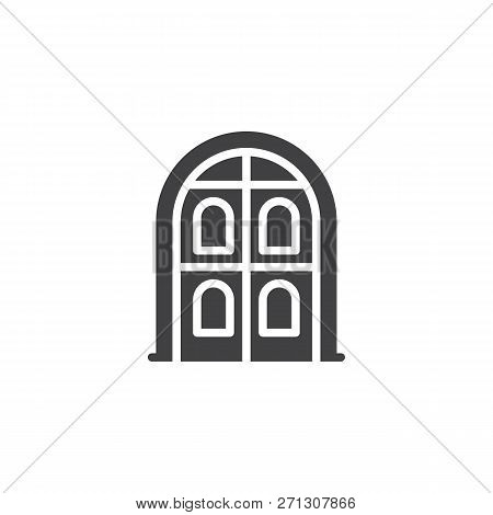 Arch Door Vector Icon. Filled Flat Sign For Mobile Concept And Web Design. Arched Wooden Doors Simpl