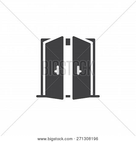 Open Double Door Vector Icon. Filled Flat Sign For Mobile Concept And Web Design. Exit Doorway Simpl