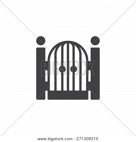 House Entrance Gate Vector Icon. Filled Flat Sign For Mobile Concept And Web Design. Closed Gate Sim