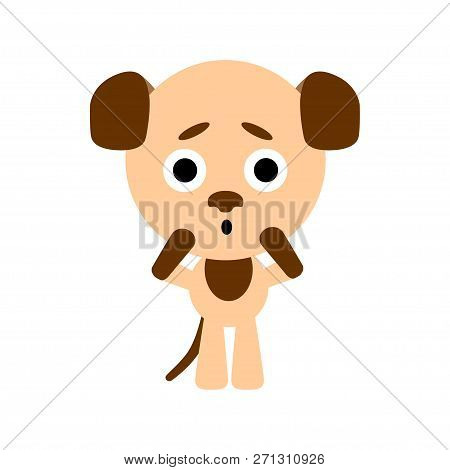 Cute Vector Dog. Dog Gets Scared. White Background. Flat Design. Vector.