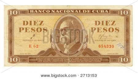 10 Peso regningen af Cuba, 1969