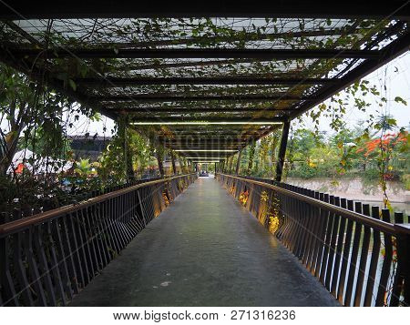 Tangerang, Indonesia - October 5, 2018: The Open-air Hallway At De Breeze, Sinarmas Land.