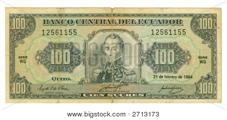 100 Sucre Bill af Ecuador, 1994