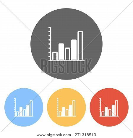 Finance Grapgic, Grow. Set Of White Icons On Colored Circles