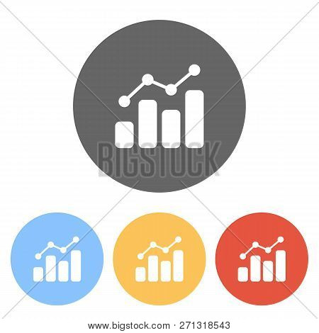 Finance Grapgic, Grow. Set Of White Icons On Colored Circles