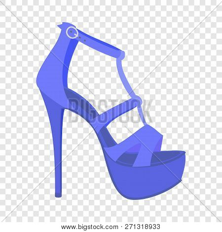 Blue Woman Sandal Icon. Flat Illustration Of Blue Woman Sandal Vector Icon For Web Design