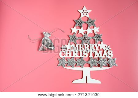 Top View Decorate Ornament For Christmas Background With Girland Light And Small Christmas Ball  Gre