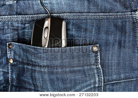 Jeans Tasche Closeup mit pc-Maus