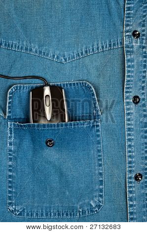 Jeans Hemdtasche mit pc-Maus