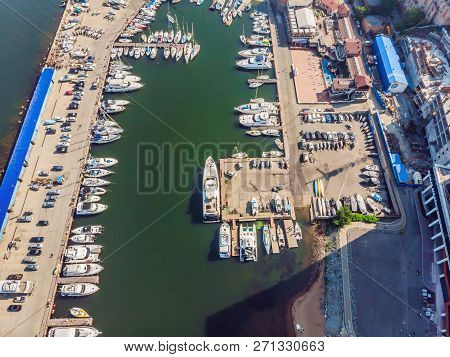 Yachts Parking In Harbor At Sunset, Harbor Yacht Club