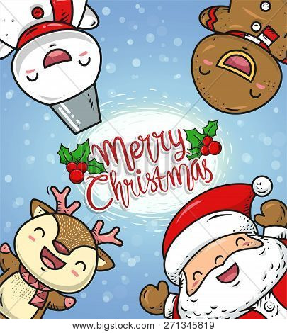 Cheerful On Christmas Or Doodle Santa And Friends